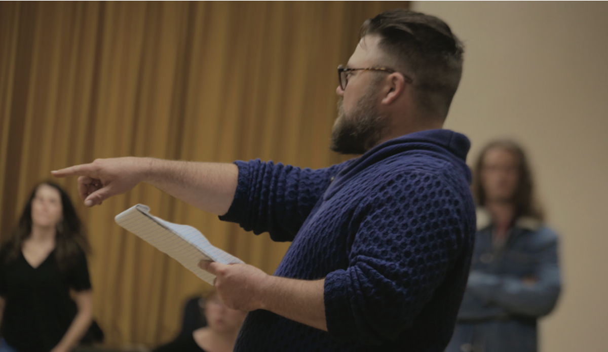 Zach Johnson directs a “Carousel” rehearsal. The production was canceled hours before opening night on May 7, 2022.
