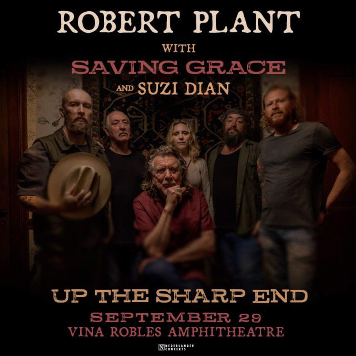 Robert Plant with Saving Grace and Suzi Dian are scheduled to headline at Vina Robles Amphitheatre in Paso Robles on Sept. 29, 2026.
