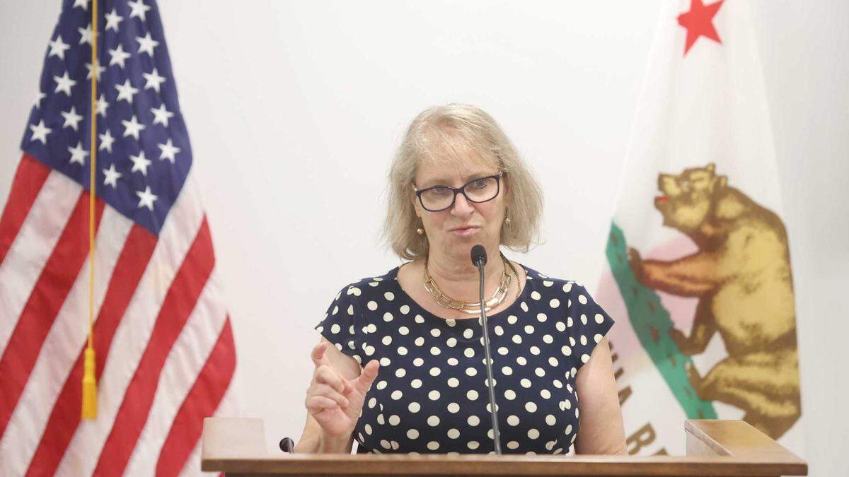 Dr. Penny Borenstein of the San Luis Obispo County Public Health Department speaks at a COVID-19 news conference on Thursday, July 29, 2021.