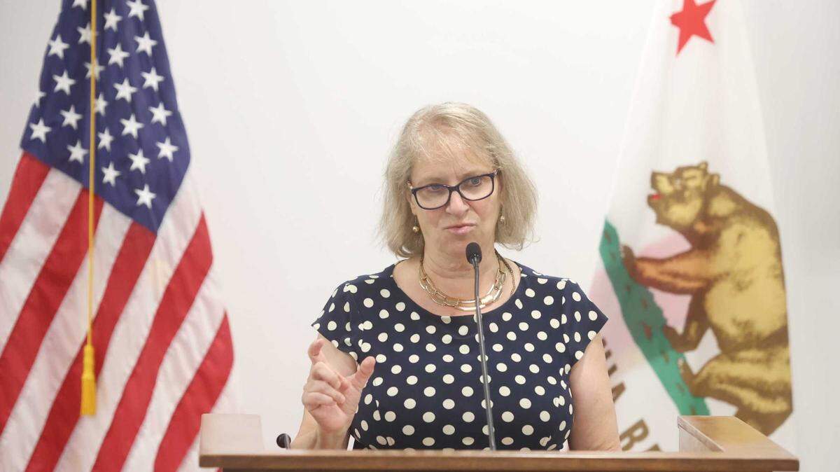 Dr. Penny Borenstein of the San Luis Obispo County Public Health Department signed a health order in February 2022 suspending the emergency declaration signed in March 2020. Here, Borenstein speaks at a news conference on Thursday, July 29, 2021.