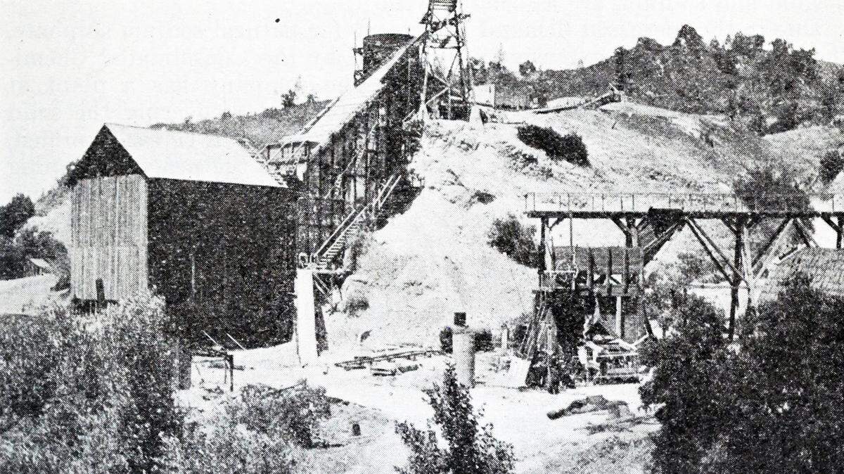 The Oceanic Mine Reduction Works near Cambria, circa 1912.