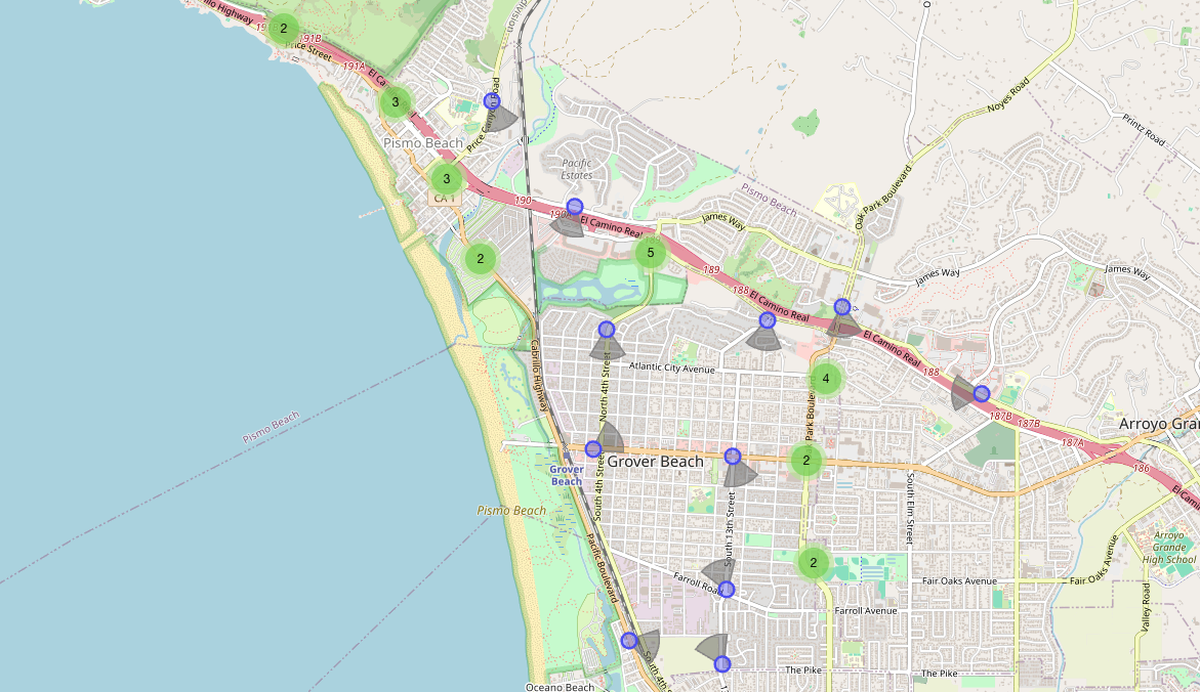 The map at deflock.org shows the location and direction of automated license plate reader cameras in the South County.