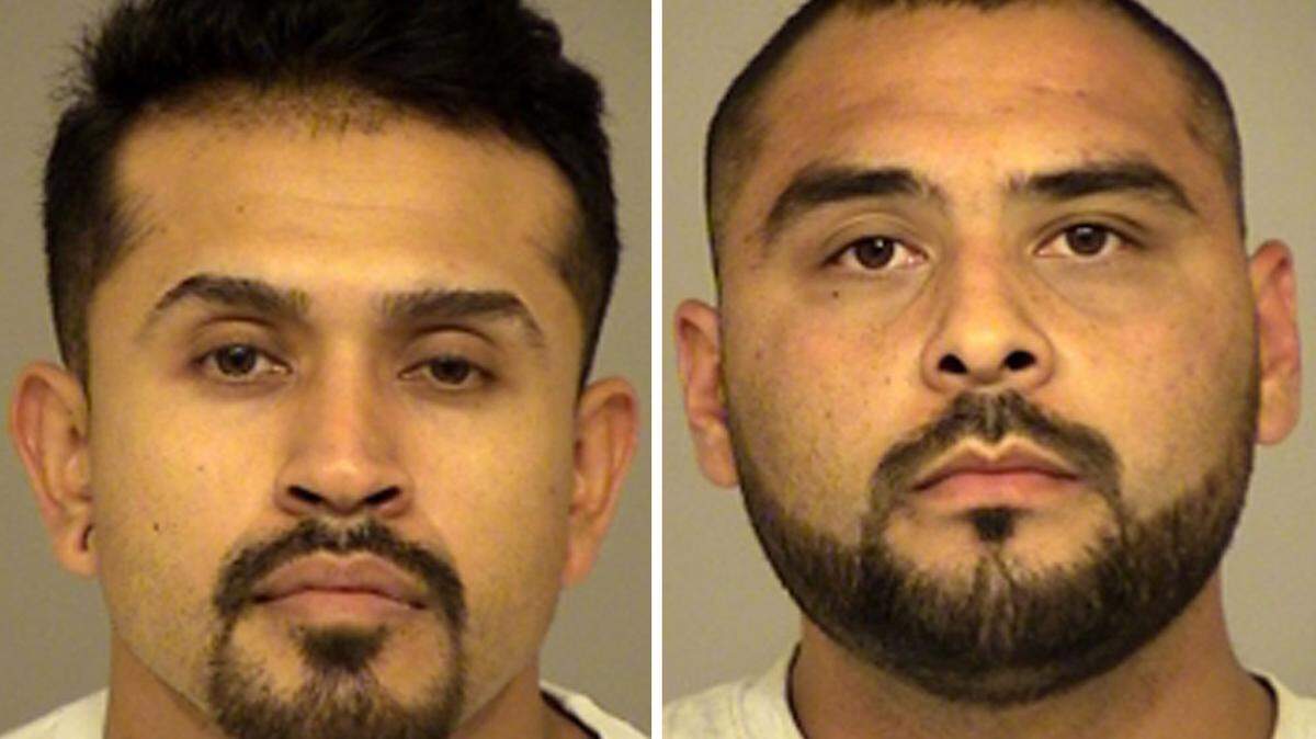 Ernesto Alonso Solis, left, and Esteban Nieto Oseguera, right, were arrested on suspicion of a shooting last month at Cleveland Elementary School in Santa Barbara and a string of other crimes in Santa Barbara and Ventura counties.