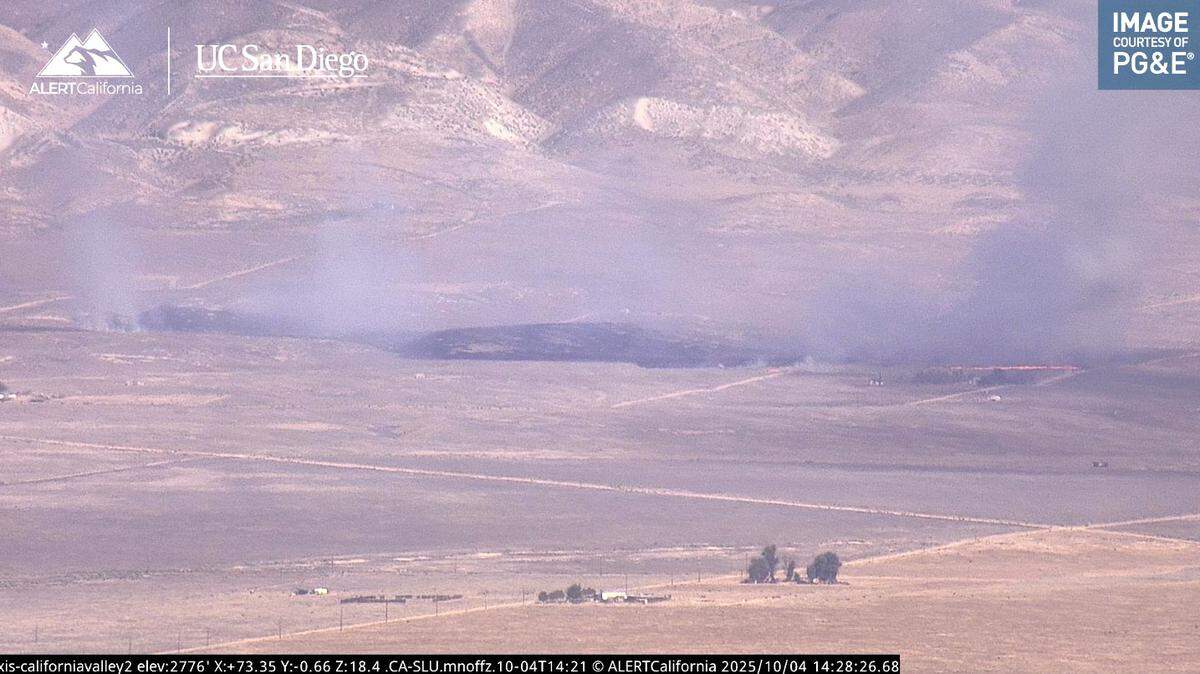 The Alma Fire ignited near Highway 58 and Seven Mile Road, north of Soda Lake, on Saturday, Oct. 4, 2025.