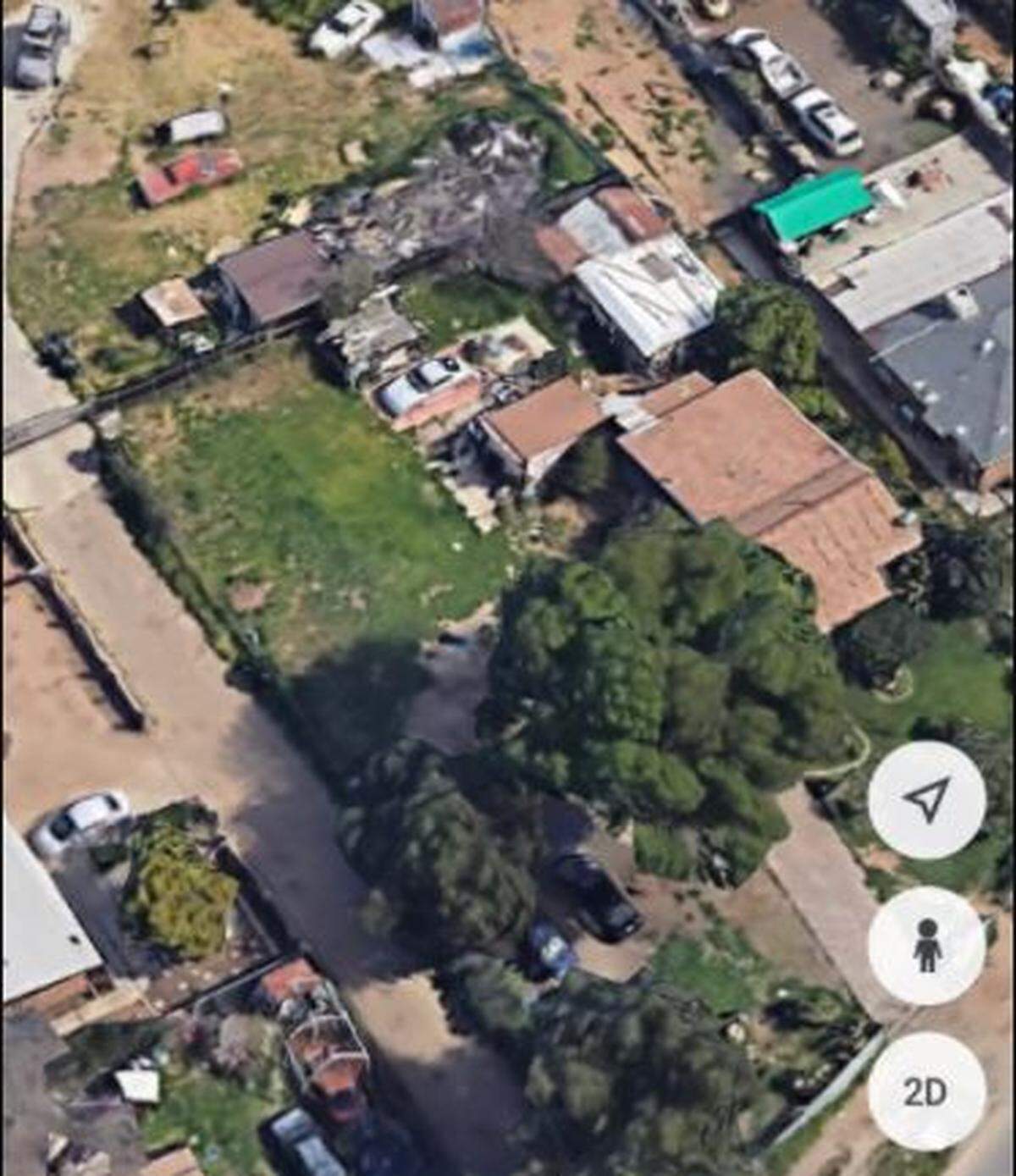 A Google Earth screenshot of the house in Riverside, CA, where the remains of Paso Robles resident Trevon Perry were found buried under a backyard chicken coop on June 18, 2020.