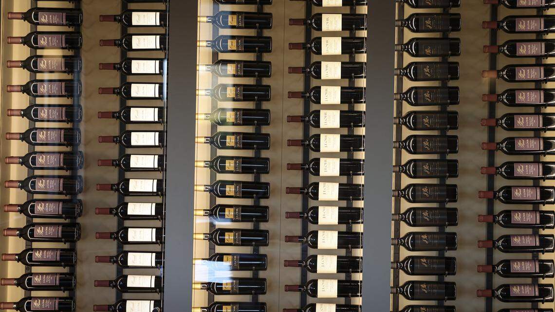 When J. Lohr established operations in Paso Robles they were the 17th winery in the region. Bottles displayed in their tasting room seen here on Nov. 6, 2025.
