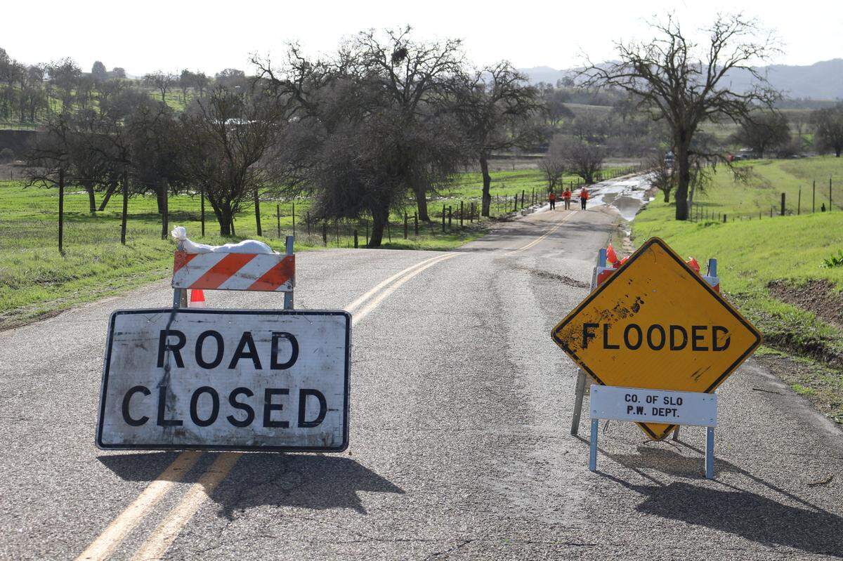 San Marcos Road is closed to the public near the spot where 5-year-old Kyle Doan went missing north of Paso Robles. The San Miguel kindergartner was swept away in floodwaters on Jan. 9, 2023, during the storm that ravaged San Luis Obispo County.