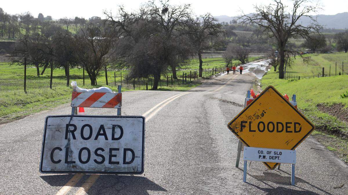 San Marcos Road was closed to the public near the spot where 5-year-old Kyle Doan went missing north of Paso Robles on Jan. 9, 2023. The road has been closed again ahead of an atmospheric river storm forecast for this weekend.