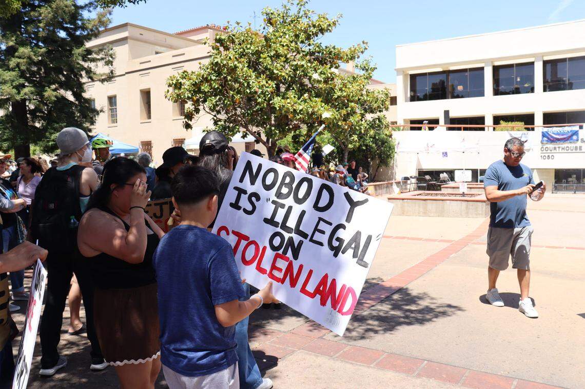 Thousands gathered in San Luis Obispo, California, for No Kings Day to protest executive overreach by the Trump administration on the President’s birthday.