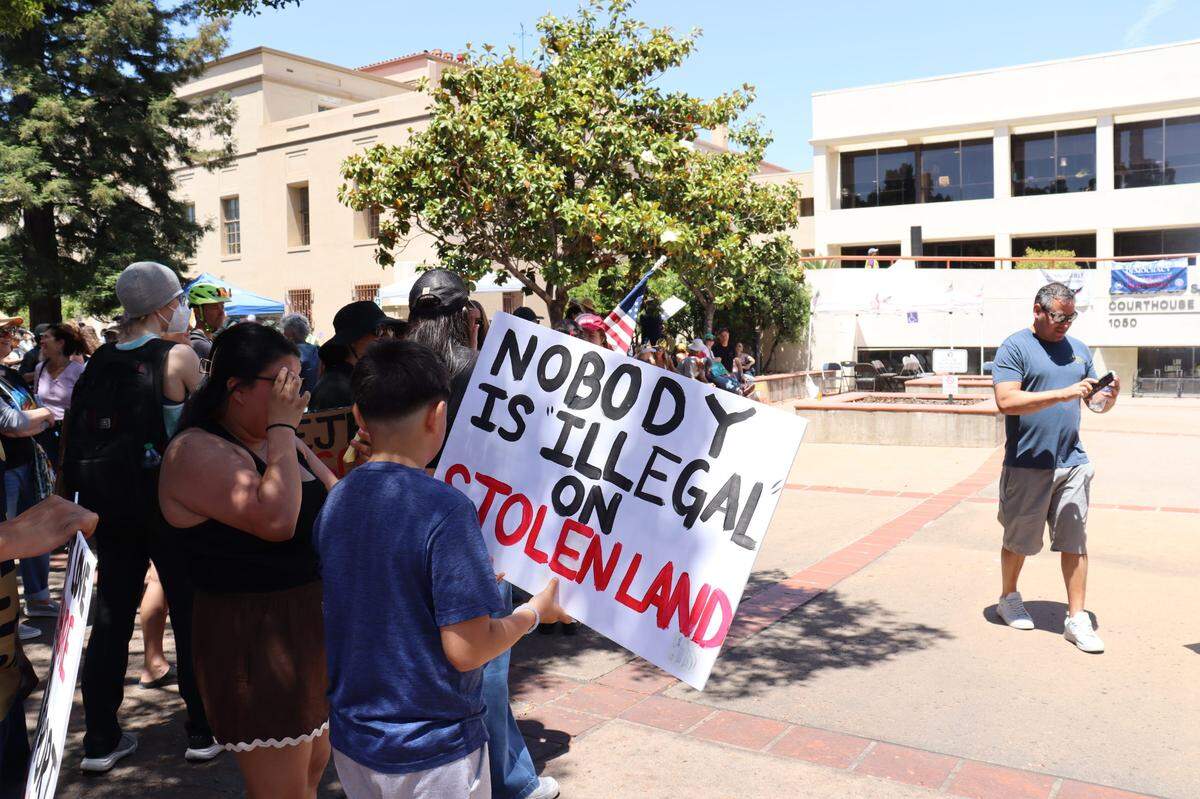 Thousands gathered in San Luis Obispo, California, for No Kings Day to protest executive overreach by the Trump administration on the President’s birthday.