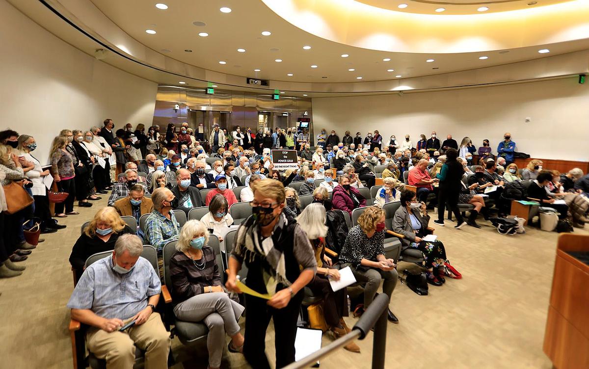 Hundreds of residents packed the San Luis Obispo County Board of Supervisors meeting on Friday, Nov. 19, 2021, to discuss redrawing supervisor boundaries.