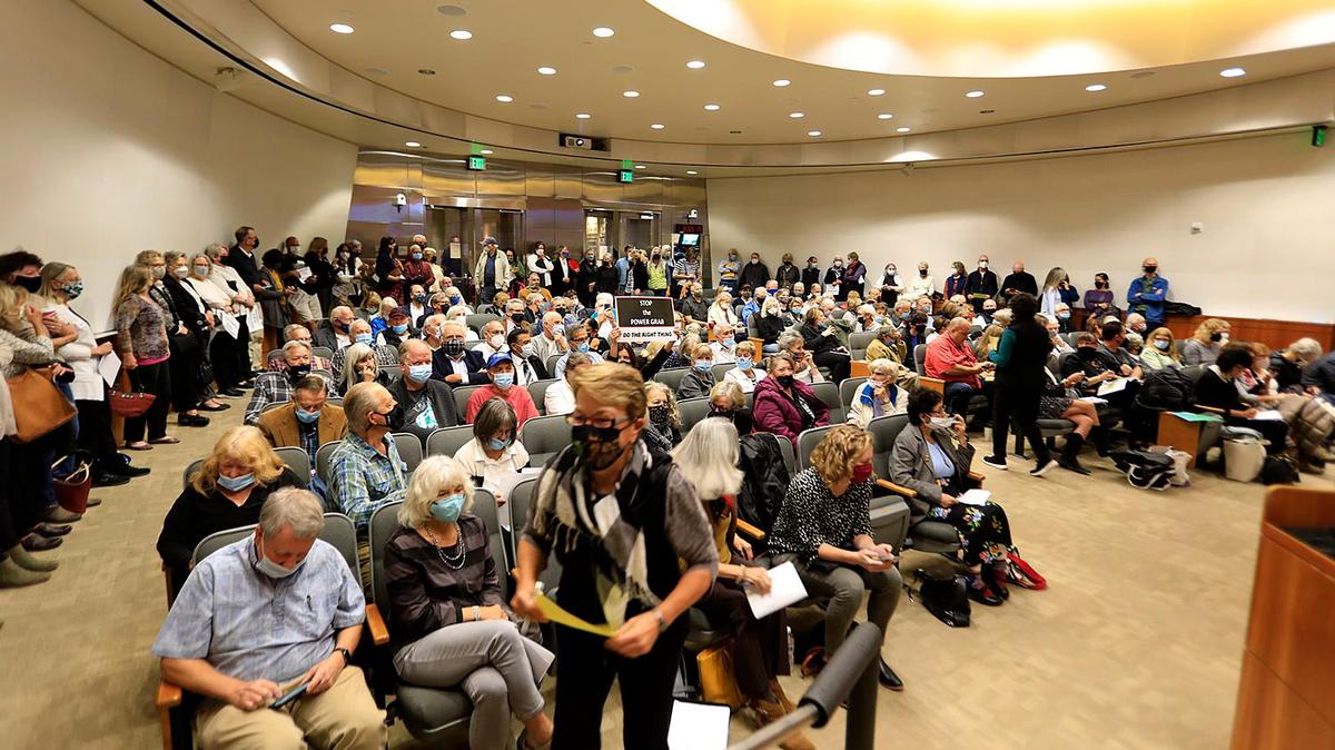 Hundreds of residents packed the San Luis Obispo County Board of Supervisors meeting on Friday, Nov. 19, 2021, to discuss redrawing supervisor boundaries.