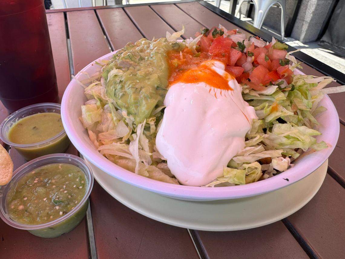 The burrito bowl from Taqueria Santa Cruz Express in San Luis Obispo on June 17, 2025.