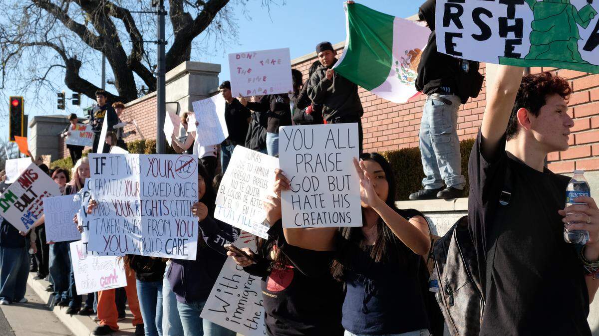 Hundreds of Paso Robles students marched down Niblick Road in protest of ICE on February 6, 2026. The student-led walkout was inspired by protests at other schools in SLO County.