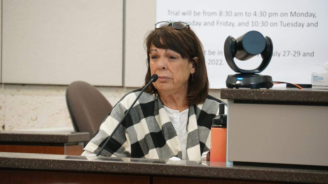 Denise Smart testifies on Day 2 of the trial against Paul and Ruben Flores for the murder of her daughter, Kristin Smart, in the Monterey County Superior Court in Salinas on July 21, 2022.