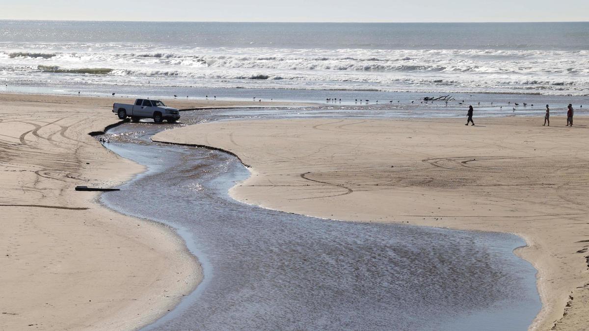 Arroyo Grande Creek had a lazy flow to the ocean at Oceano Dunes State Vehicular Recreation Area on Jan. 5, 2024.