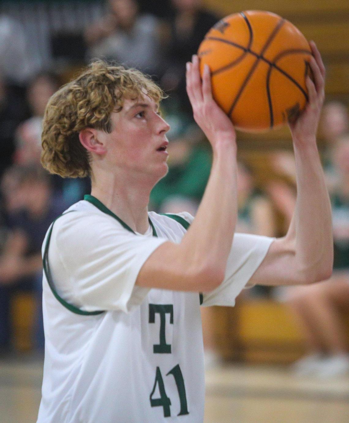 Ryan McNamee set the record for three point shots for the Eagles that evening. Nipomo boys beat Templeton 74-60 in a basketball game in Templeton Feb. 1, 2023.