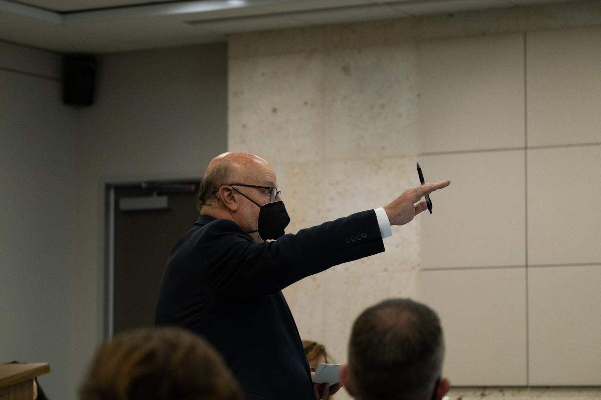 Defense attorney Robert Sanger appears in Monterey County Superior Court in Salinas on Wednesday, Aug. 24, 2022, during the Kristin Smart murder trial.