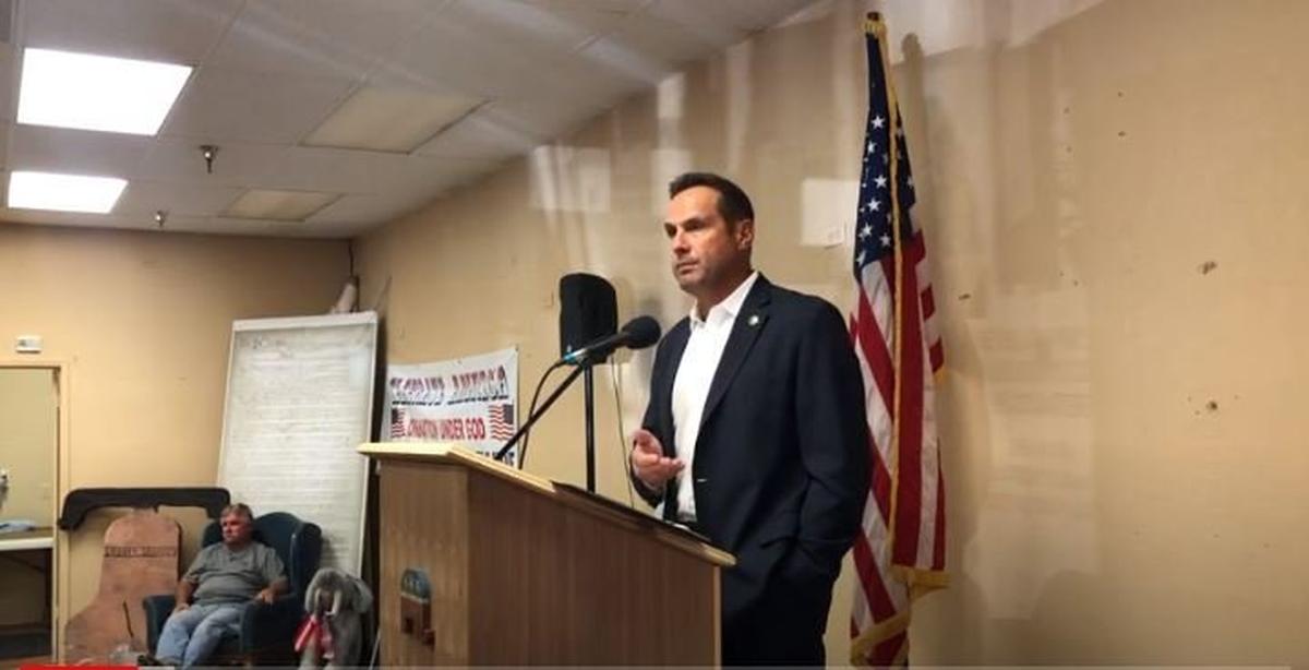 San Luis Obispo County Sheriff Ian Parkinson speaks at a July 6, 2020, meeting of the North San Luis Obispo County Tea Party. His comments to the group saying he didn’t think systemic racism existed in SLO County helped reenergized the local protest movement.