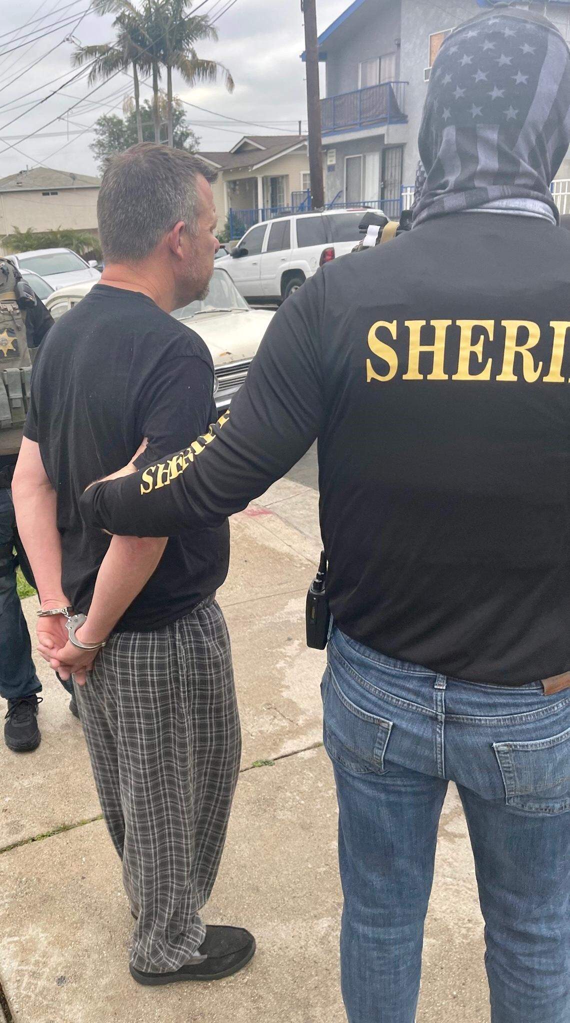 Paul Flores, 44, of San Pedro is arrested Tuesday, April 13, 2021, on suspicion of murder in connection to the disappearance of missing Cal Poly student Kristin Smart.