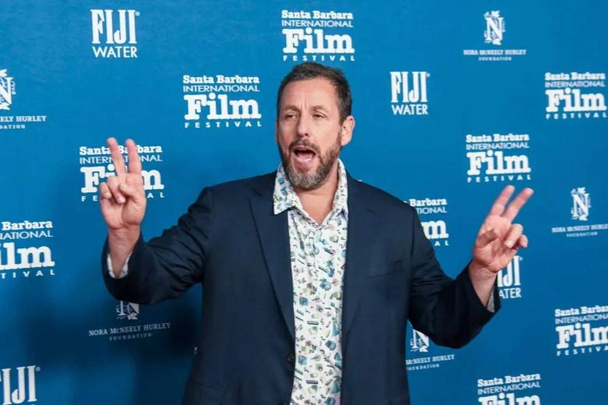 Actor Adam Sandler walks the red carpet on his way to accepting the Maltin Modern Master Award for the Santa Barbara International Film Festival on Thursday night, Feb. 5, 2026.