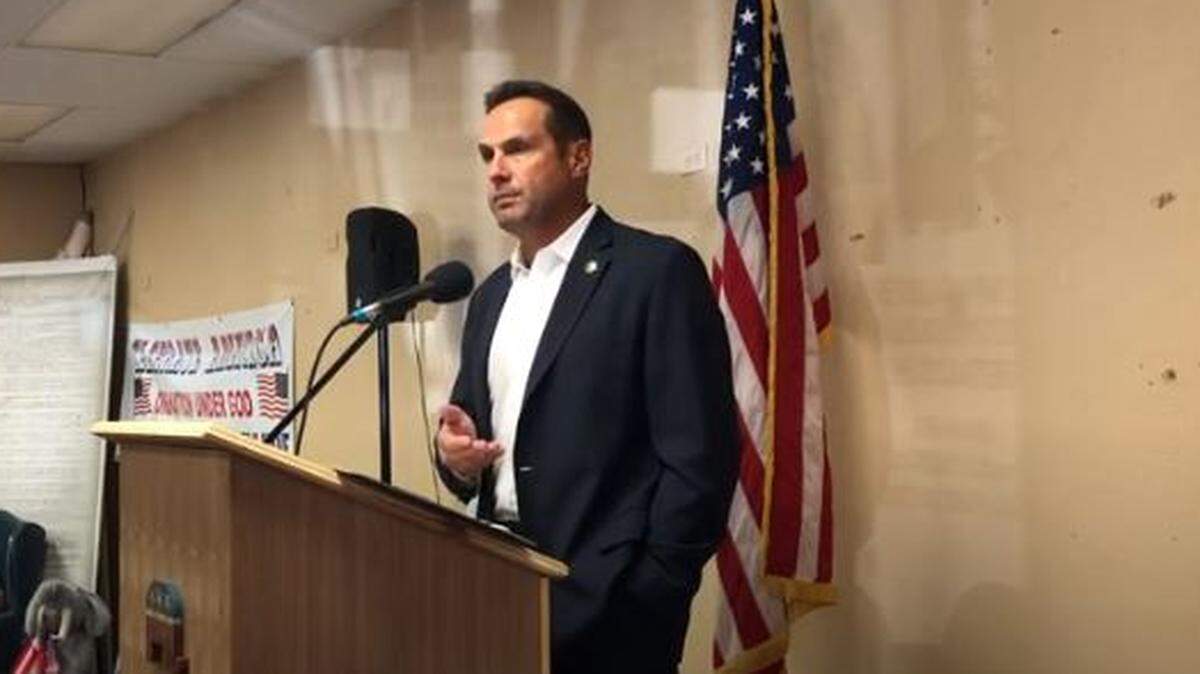 San Luis Obispo County Sheriff Ian Parkinson speaks at a July 6, 2020, meeting of the North San Luis Obispo County Tea Party.
