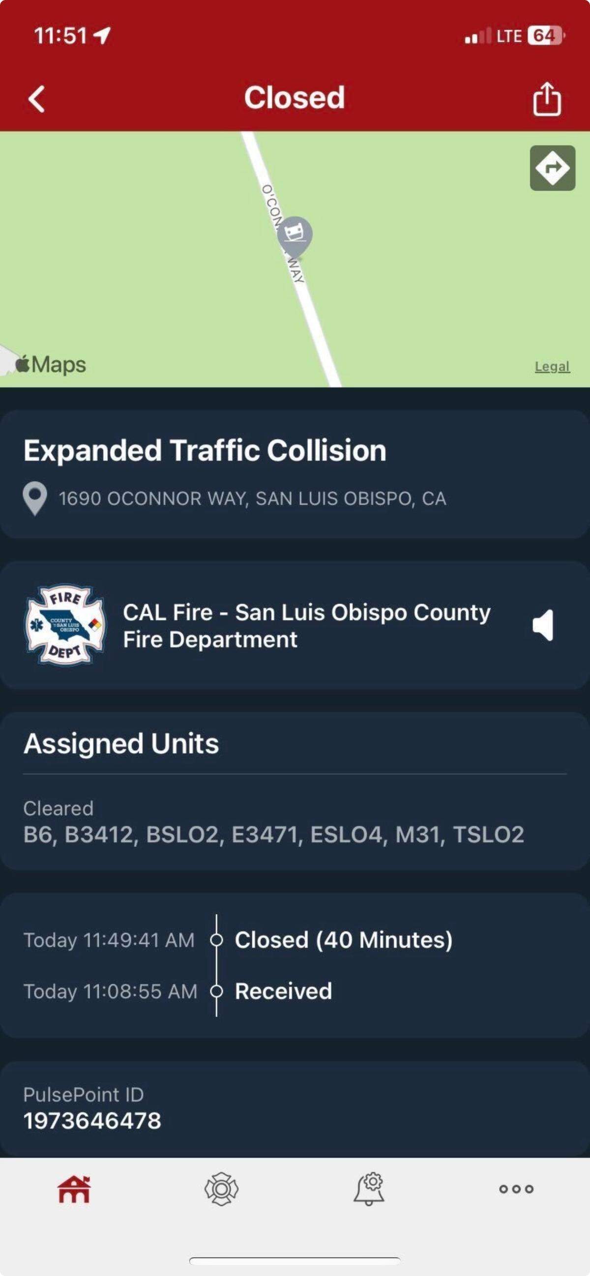 According to police scanner Pulse Point, the traffic collision occurred at 1690 O’Connor Way.&nbsp;