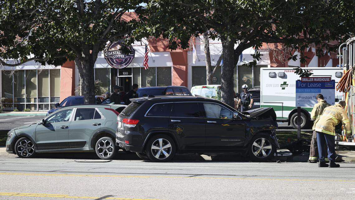 The San Luis Obispo Police Department and Fire Department responded to a two-vehicle collision on South Higuera Street near Coastal Peaks Coffee on Jan. 14, 2026. San Luis Ambulance transported at least one of the injured parties to the hospital.