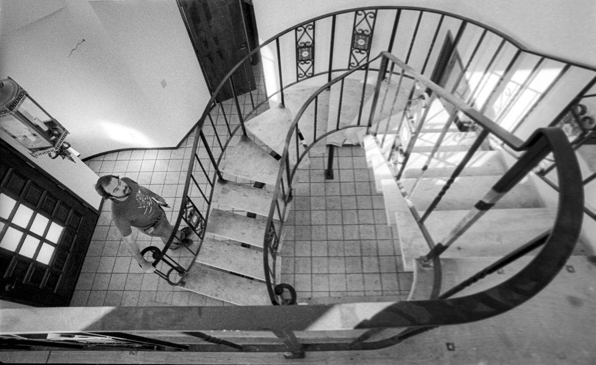 Spiral staircase in a new Arroyo Grande home designed by Allen Root, built by Victor Rouse on Feb. 2, 1982.