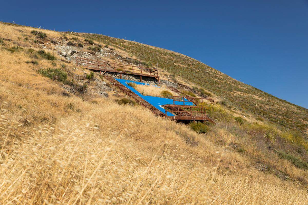 The Cal Poly “P” has been painted blue and the university’s Grand Avenue entrance, the Performing Arts Center and the Alternate Care Site at the Recreation Center have been illuminated with blue light to recognize and thank all health care workers who have been providing support, guidance and care for those affected by the COVID-19 pandemic.