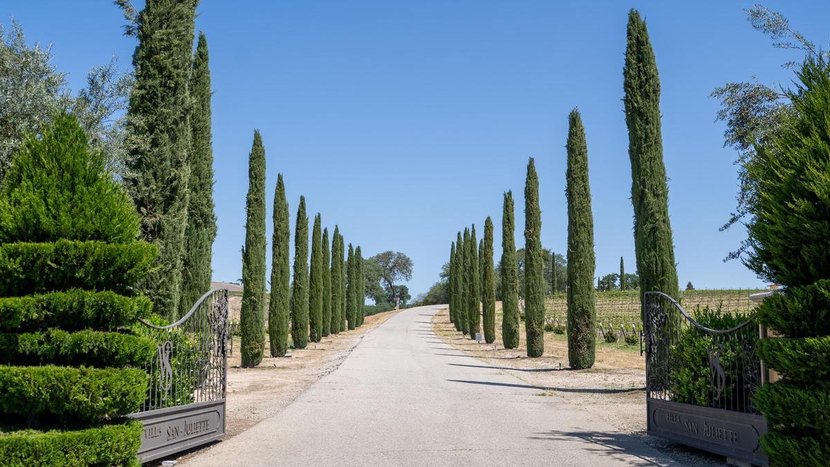 Villa San-Juliette, a 160-acre vineyard and estate in Paso Robles owned by “American Idol” producers Nigel Lythgoe and Ken Warwick will go to auction Saturday, May 17, 2025, pictured Friday, May 2, 2025.
