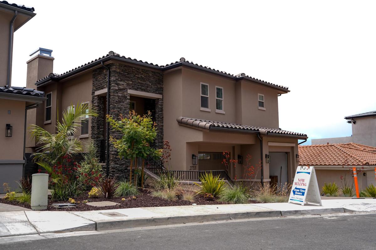 One of the homes at Barcelona Point, a new luxury home development in Pismo Beach, borders Highway 101, is pictured here Tuesday, July 1, 2025. The homes will range in price between just under $1.87 million for the two-story homes and $2.75 million for larger homes.