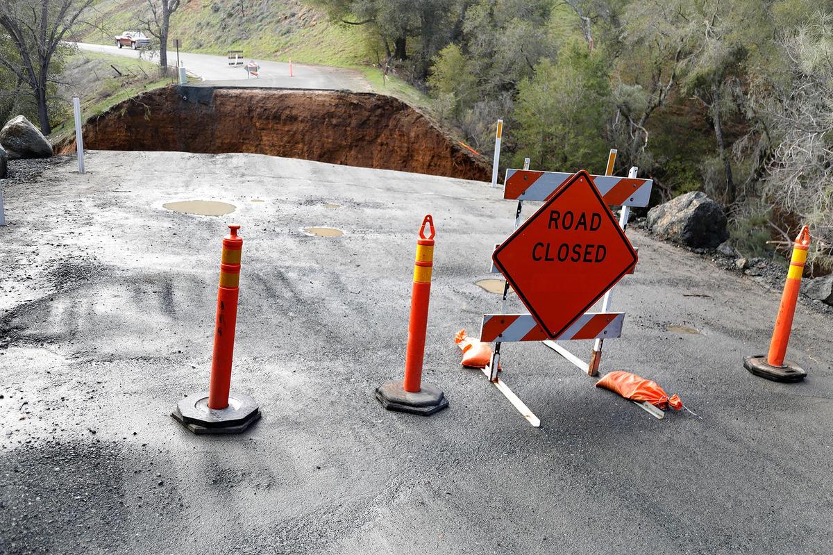 Chimney Rock Road northwest of Paso Robles washed out during the latest atmospheric river storm to hit San Luis Obispo County. Now, about 100 residents are stranded.
