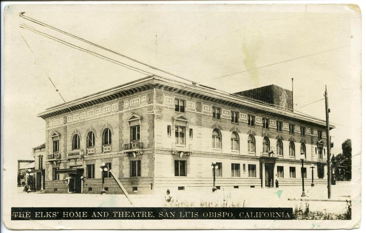 The second Elk’s Lodge Building was at the corner of Morro and Marsh Streets from 1912 to 1960 at the current site of Pacific Premiere Bank.