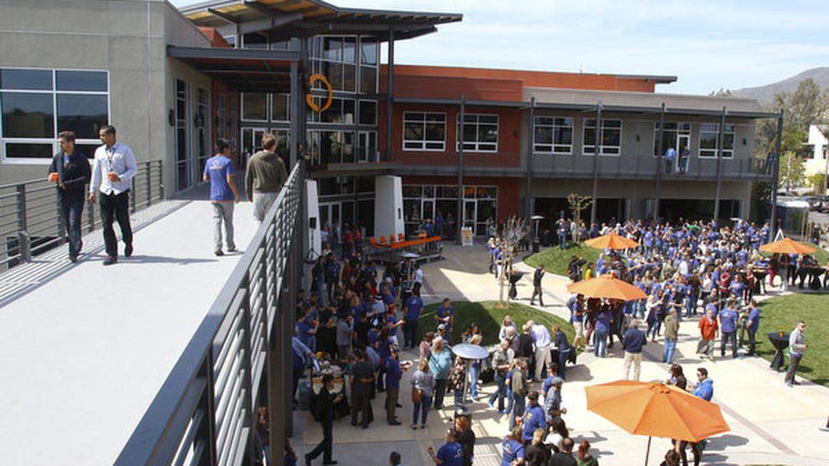 Mindbody employees celebrated the grand opening of the company's new headquarters on Tank Farm Road in April.