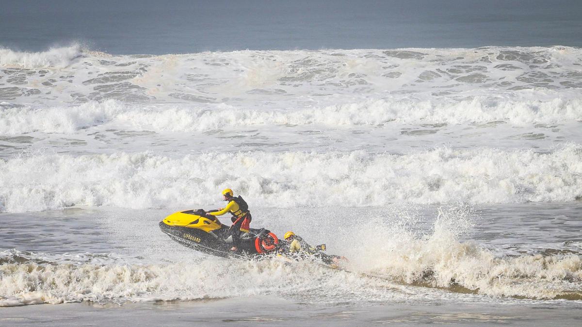 California State Parks life guards in jetski patrol the Pacific Ocean near Arroyo Grande Creek as high surf lead to water rescues Dec. 28, 2023. The National Weather Service issued a high surf advisory for SLO County beaches to last through Wednesday morning, as well as a wind advisory to last through Tuesday evening.