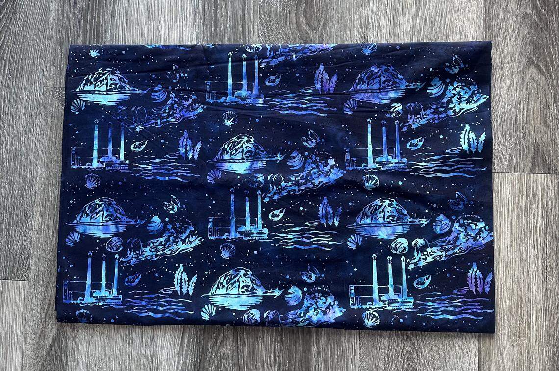 This Morro Bay batik from Bali, designed by Alison Virge of The Cotton Ball, will continue to be available online soon, even after the Morro Bay store closes Aug. 25, 2025, after 56 years in business.