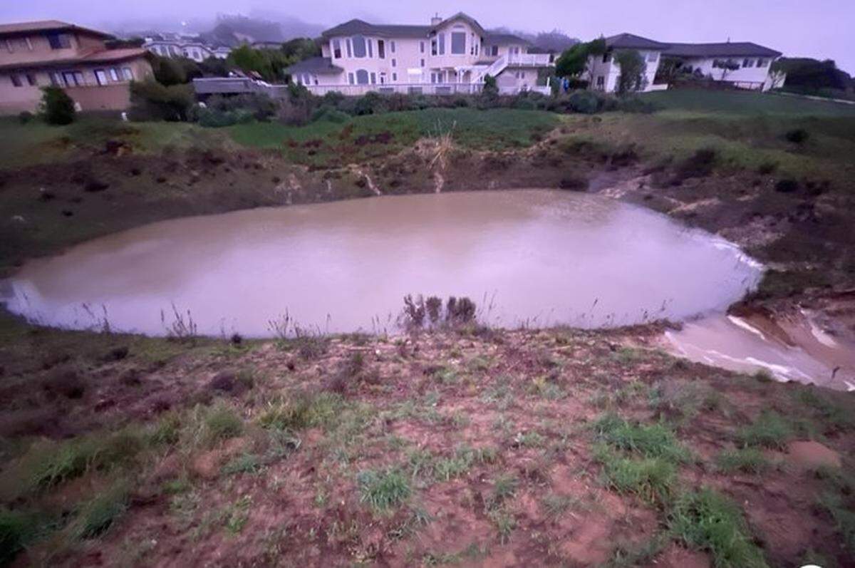 A water retention basin in Los Osos failed on Monday, Jan. 9, 2023, sending floodwaters pouring into the neighborhood below and damaging 20 homes in the vicinity of Vista Court and Montana Road.