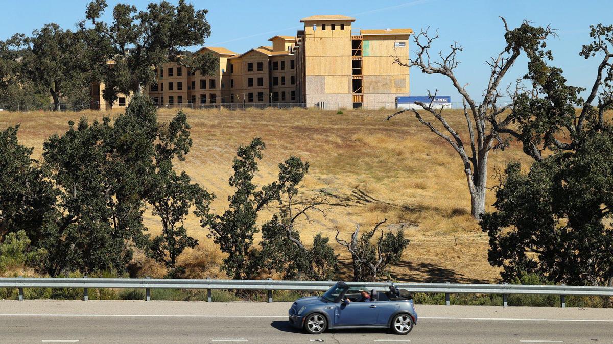 A Mariott Residence Inn is under construction on a hill near Highway 46 West and Highway 101, seen here on Oct. 12, 2023.
