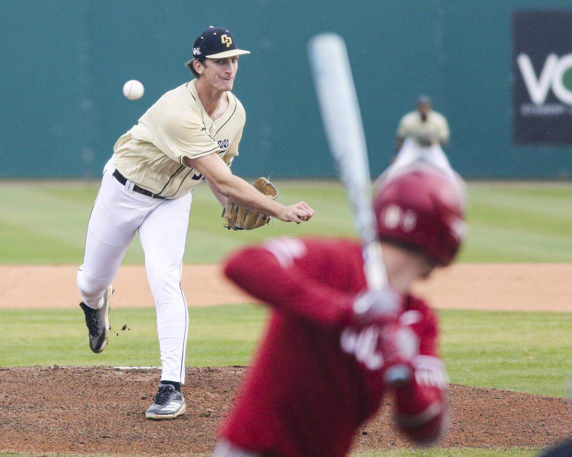 Carson Turnquist started for the Mustangs on Monday. He is a graduate of Paso Robles High School. Washington State beat Cal Poly 5-4 on Feb. 23, 2026.