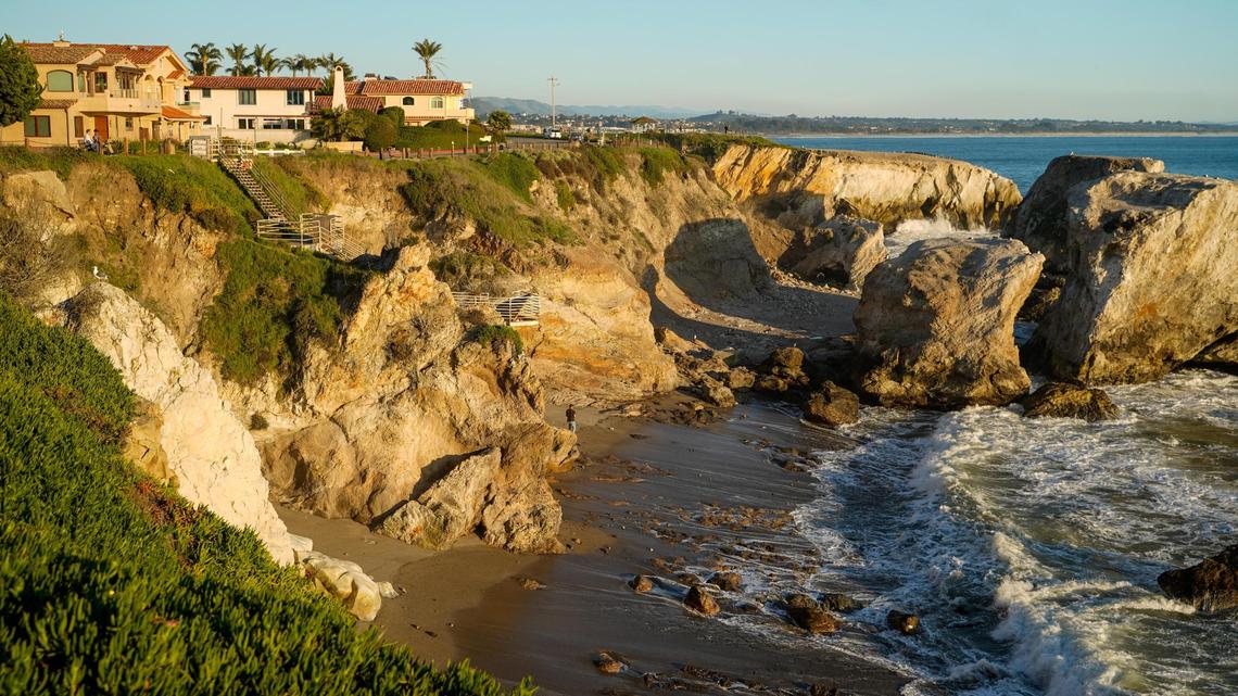Around 800 feet of beach and rocky coast have been inaccessible by the Pier Avenue beach access stairs near Margo Dodd Park since they were damaged in a winter storm in November 2021, pictured here Tuesday, Feb. 25, 2025.