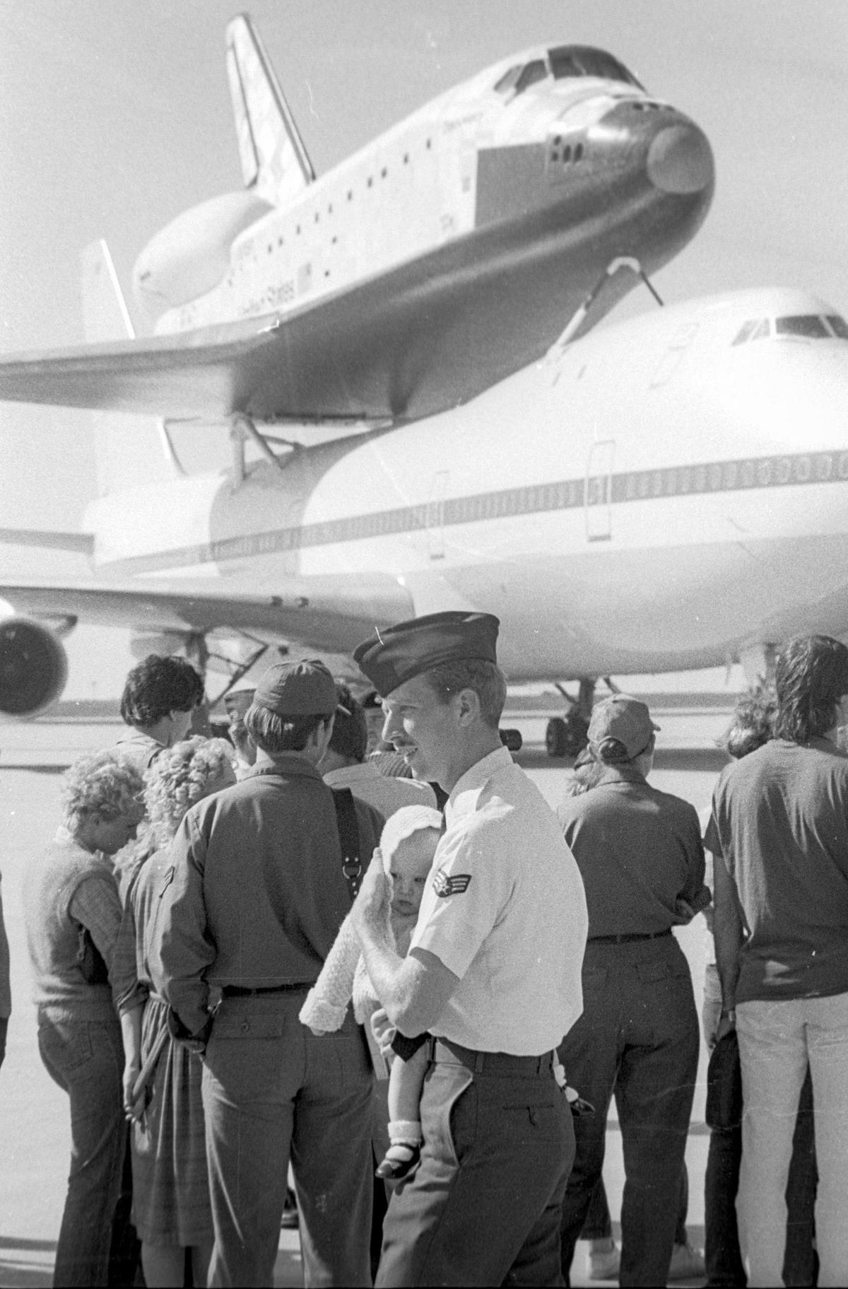 The brand new space shuttle Discovery visited Vandenberg Air Force Base on Nov. 6, 1983.