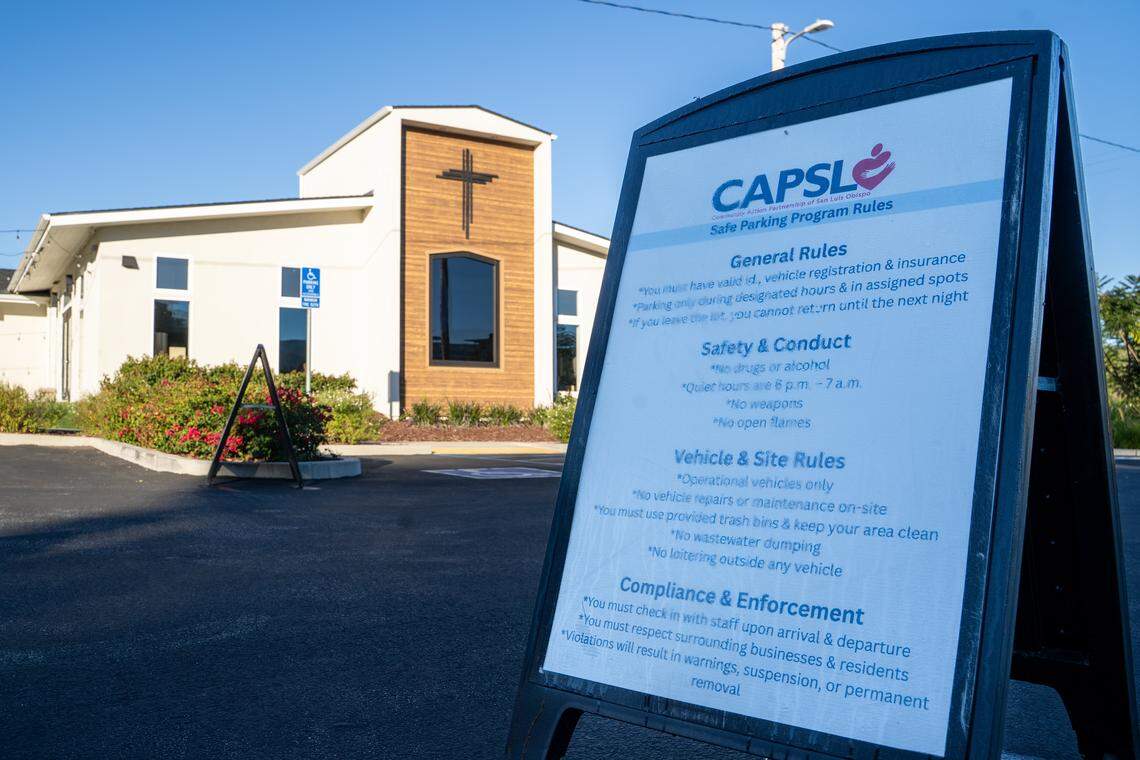 Journey Christian Fellowship is one of several community partners that host CAPSLO’s new safe parking program, pictured here on Friday, Jan. 16, 2026. The program hosts 12 people and their vehicles between 7 a.m. and 7 p.m. at 40 Prado Homeless Services Center and 12 more at a monthly rotating site.