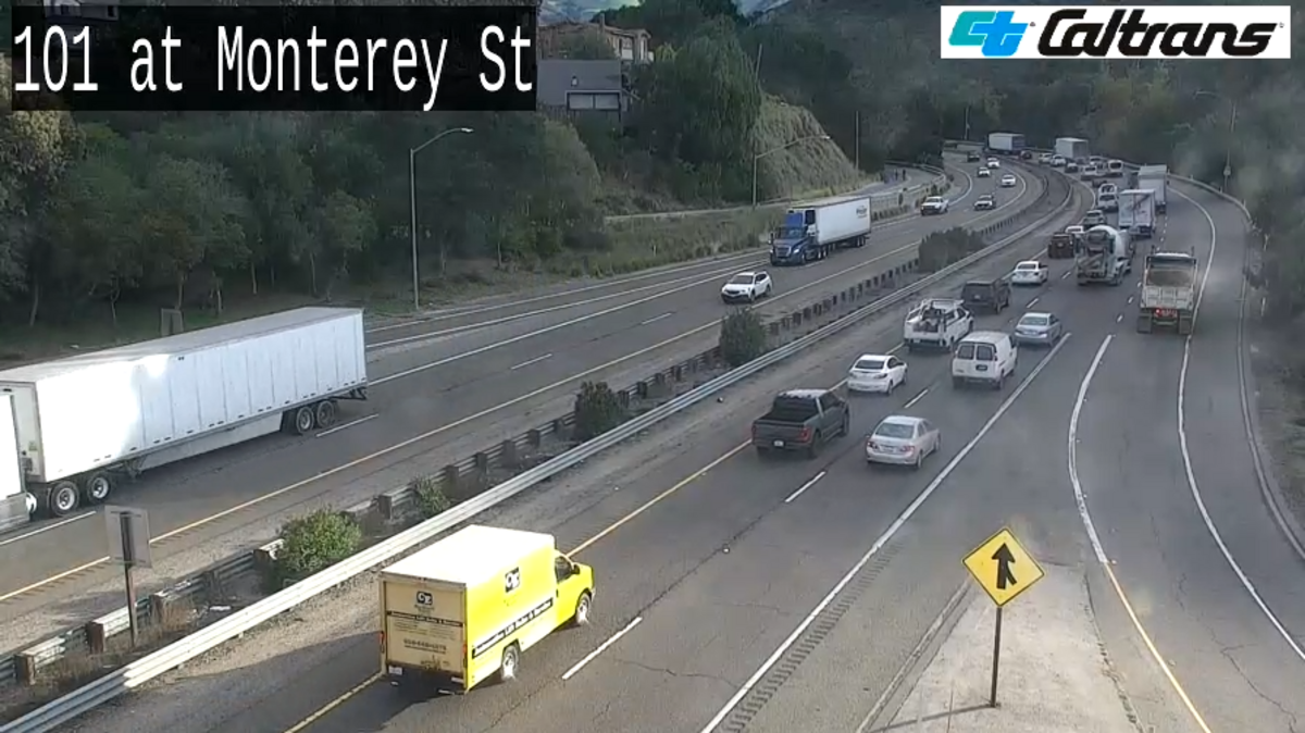 A solo vehicle crash in San Luis Obispo just north of Monterey Street caused northbound traffic on Highway 101 to stall around 8:30 a.m. on Dec. 12, 2025
