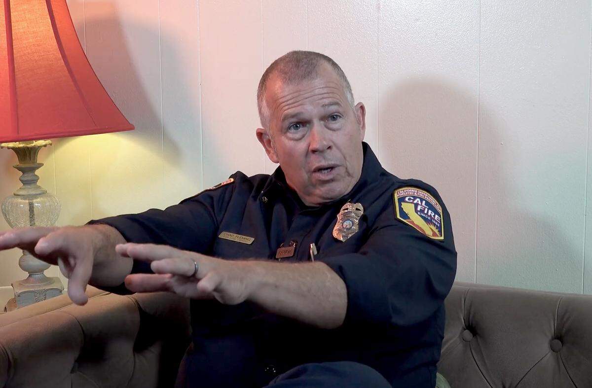 Cal Fire Battalion Chief Chad Fleming talks about the rescue of a man caught in an industrial mulcher in Nipomo on Aug. 29, 2025.