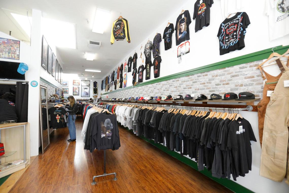 Racks of vintage clothing in hang neatly at Central Coast Vintage on Monterey Street in San Luis Obispo. Vintage shops in downtown SLO buy and sell high-quality secondhand