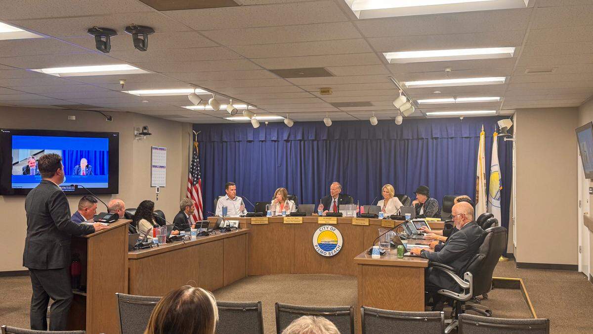 The Pismo Beach City Council hears a staff presentation at its Aug. 6, 2024 meeting.