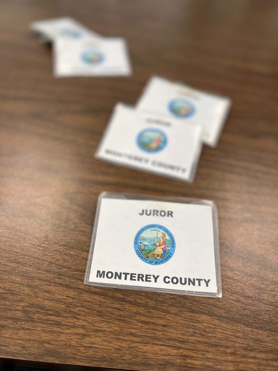 Juror badges from the Kristin Smart murder trial.