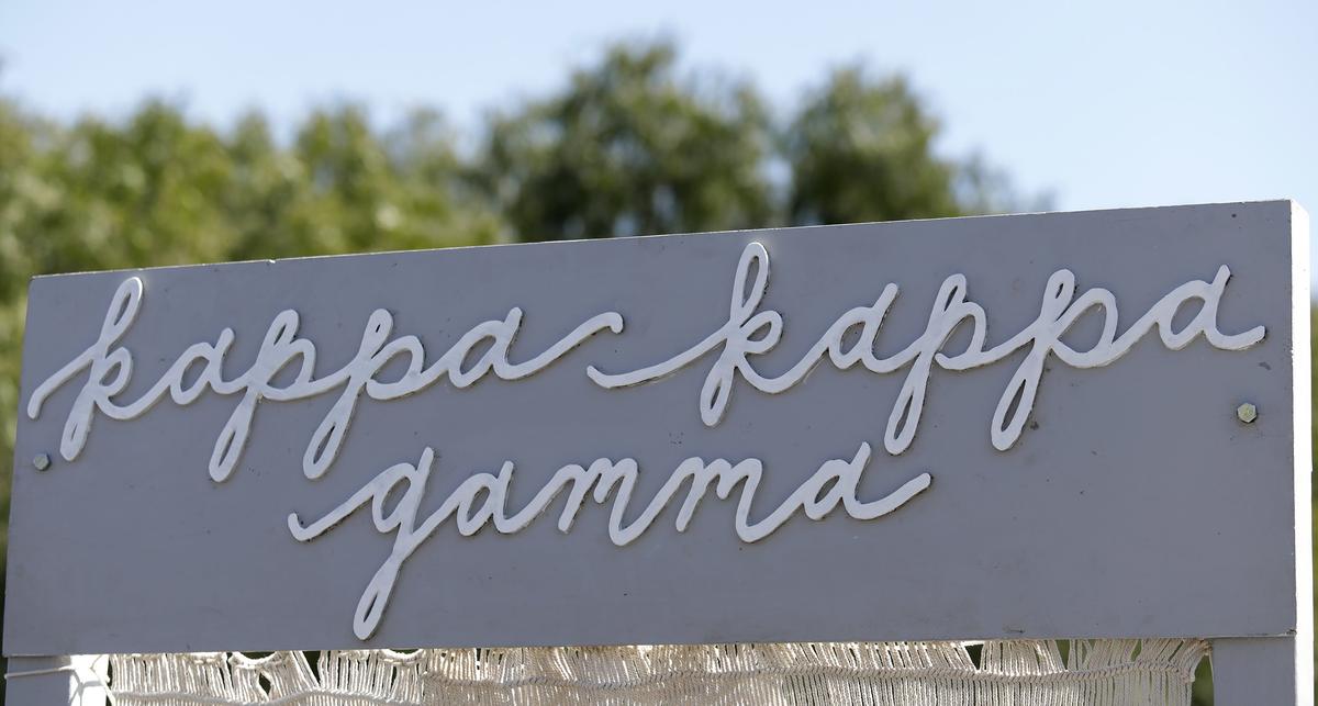 Kappa Kappa Gamma sorority’s sign at Cal Poly’s Open house on April 13, 2019.