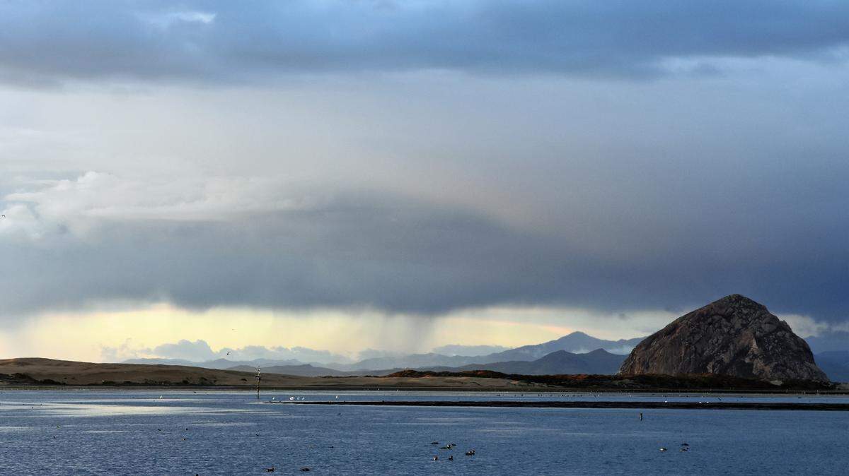 Rain showers moving over Morro Bay.